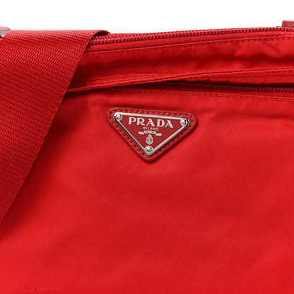 Prada Nylon Vela Saffiano Flat Messenger Bag Rosso 7 of 13