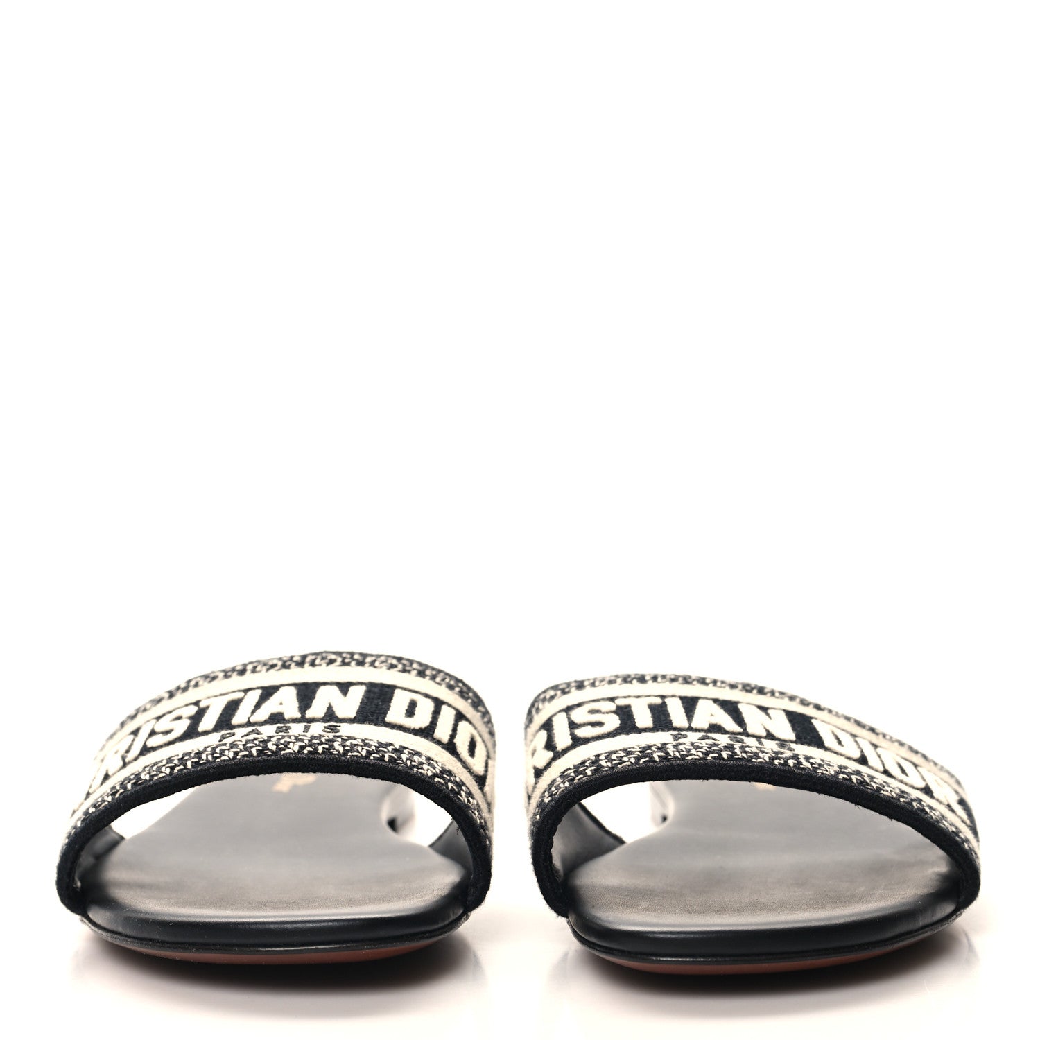 Christian Dior Canvas Embroidered Dway Mules Slide Sandals 37 Deep