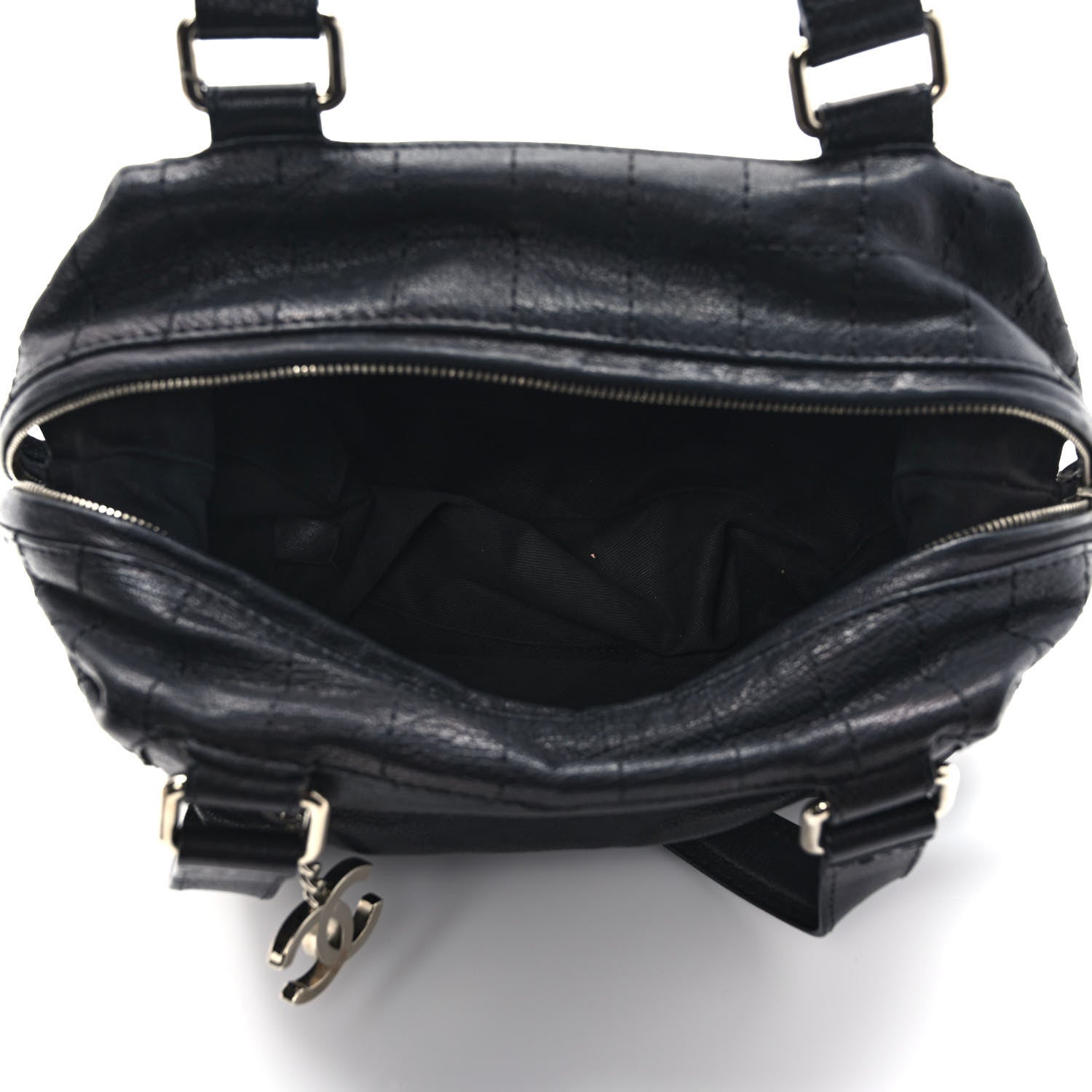 Chanel Goatskin Square Stitch Essential Bowler Black 4 of 10