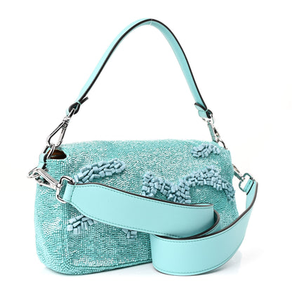 Fendi Rolling Stone Vitello Seta Bead Embroidered Re-Edition Baguette Spring Turquoise 3 of 10