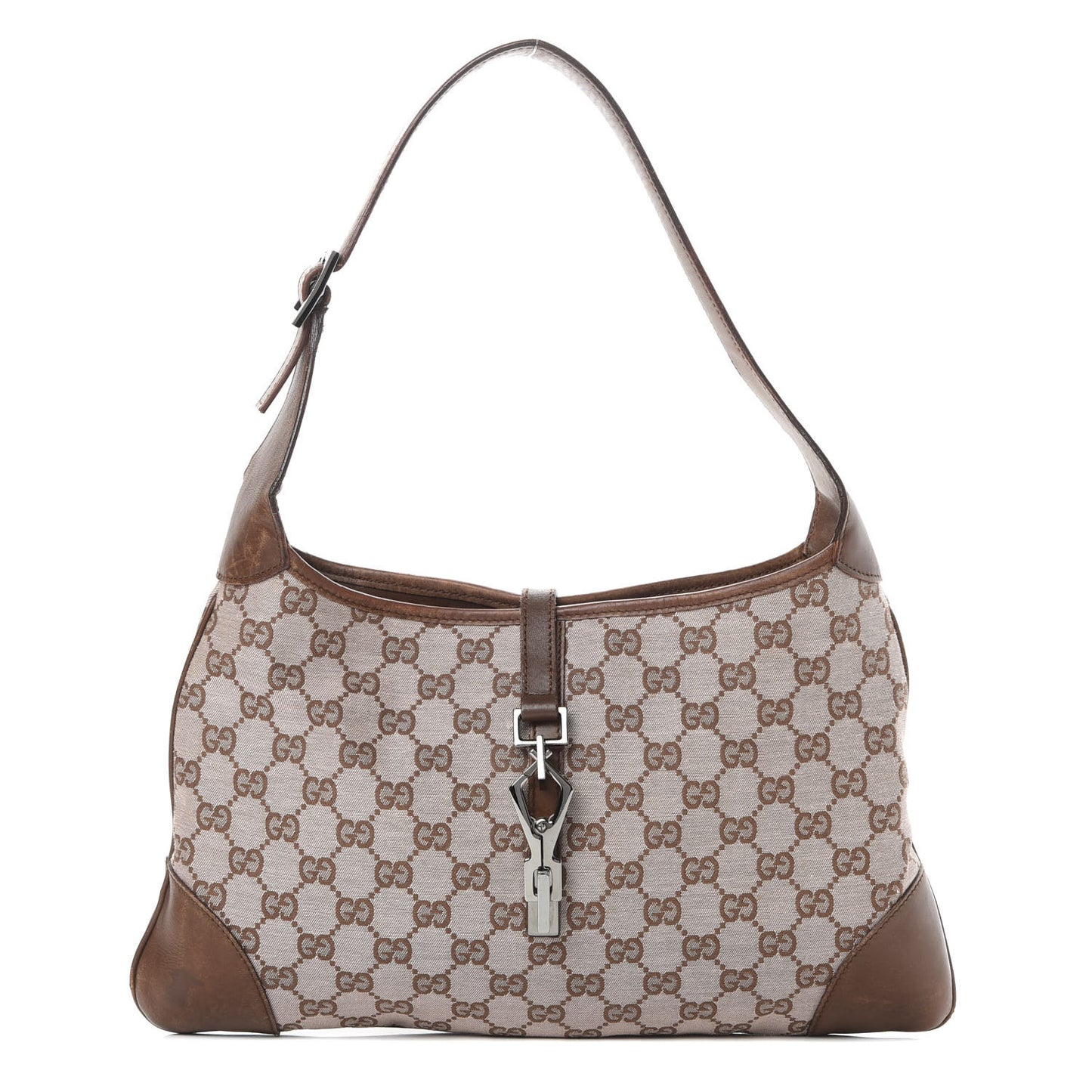 Monogram Lobster Clasp Jackie O Hobo Brown