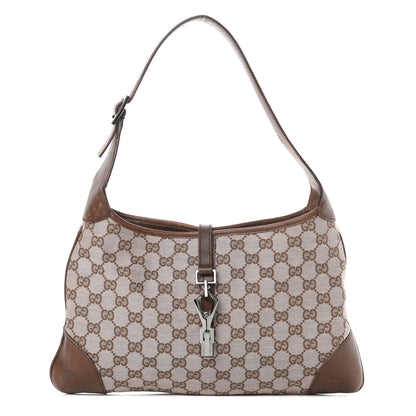 Gucci Monogram Lobster Clasp Jackie O Hobo Brown 1 of 16