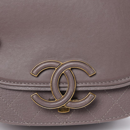 Chanel Shiny Calfskin Goatskin Quilted Small Coco Curve Messenger Flap Grey 11 of 14