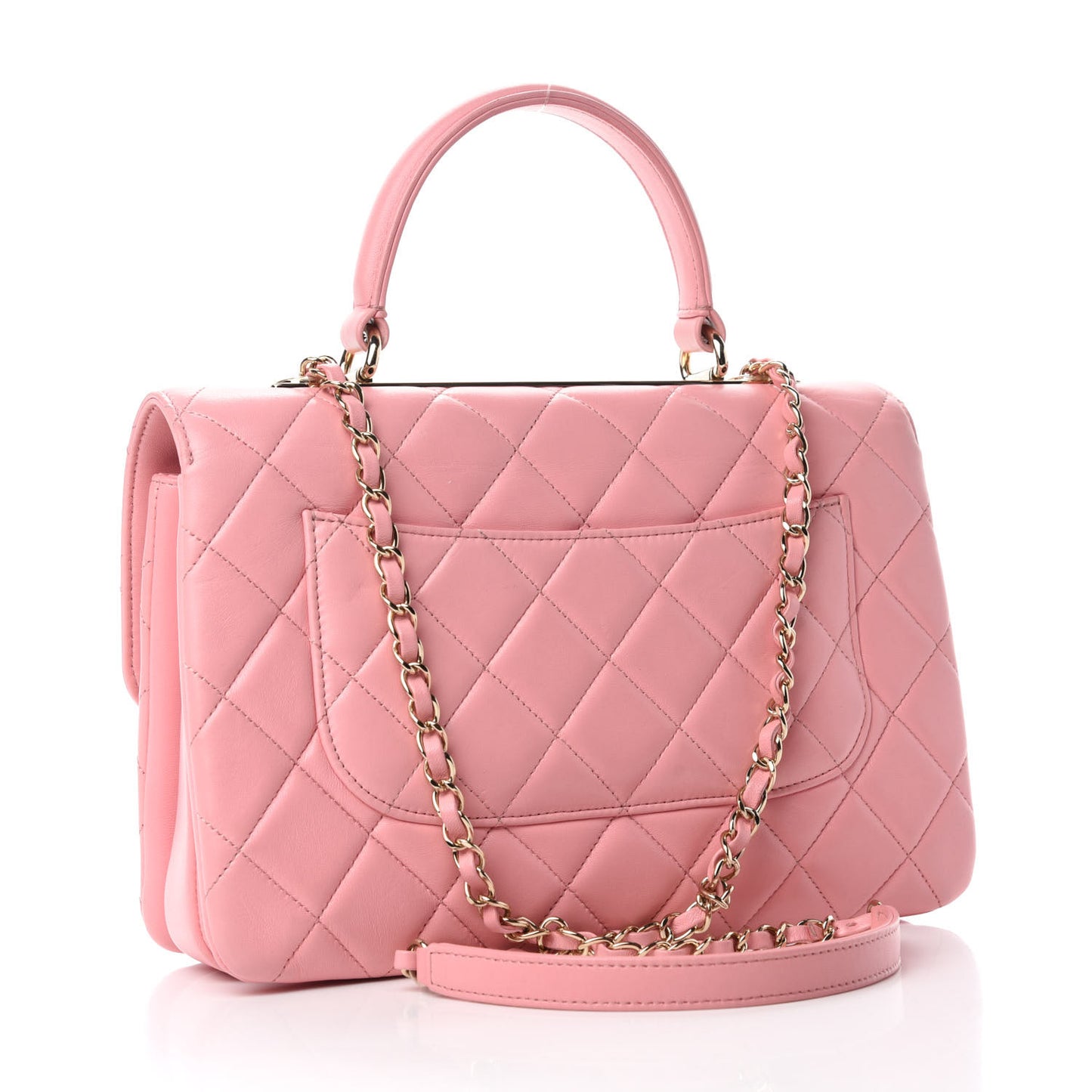 Lambskin Quilted Medium Trendy CC Flap Dual Handle Bag Pink