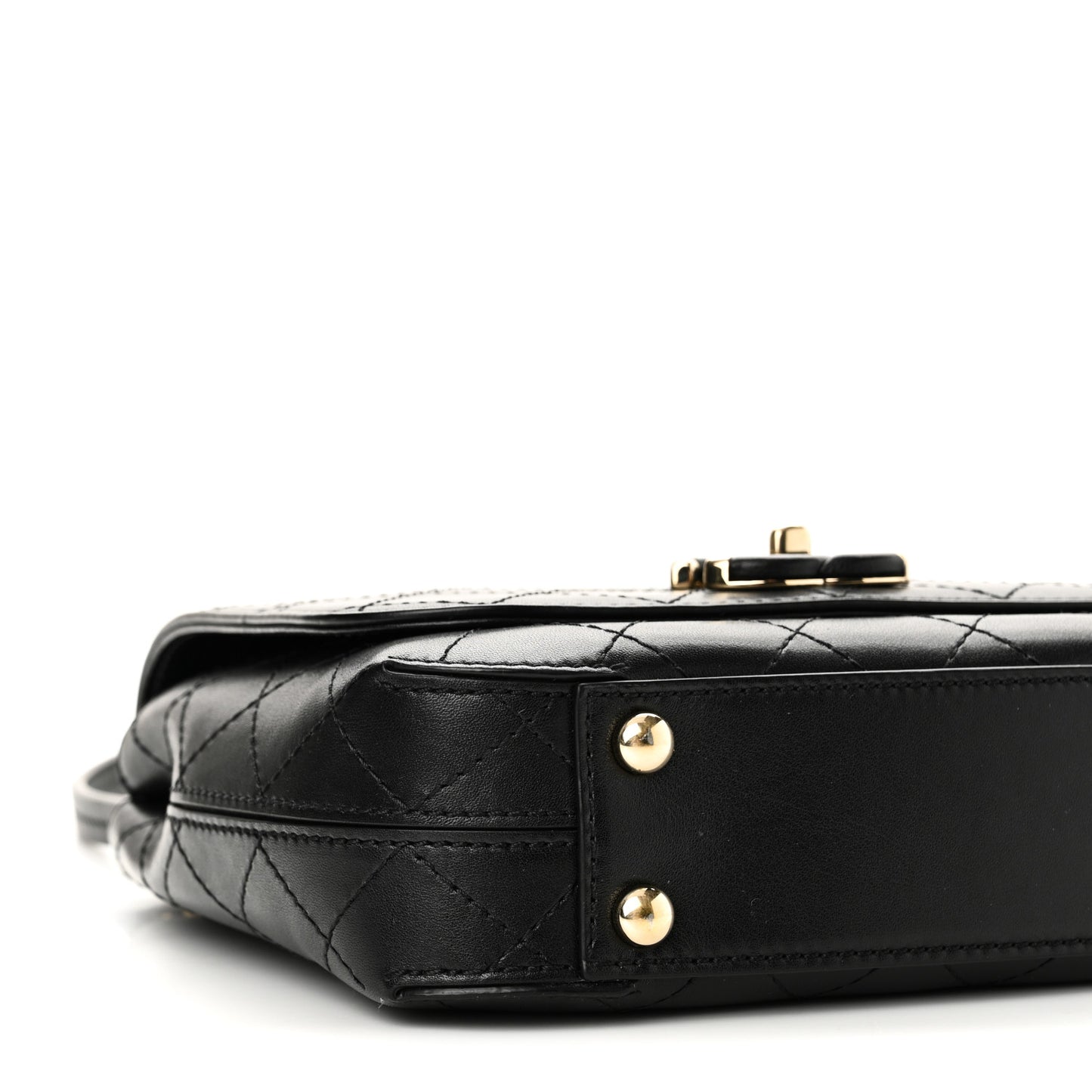 Calfskin Stitched Small Covered CC Flap Bag Black