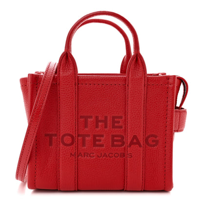 Marc Jacobs Grained Calfskin Mini The Tote Bag Red 1 of 11