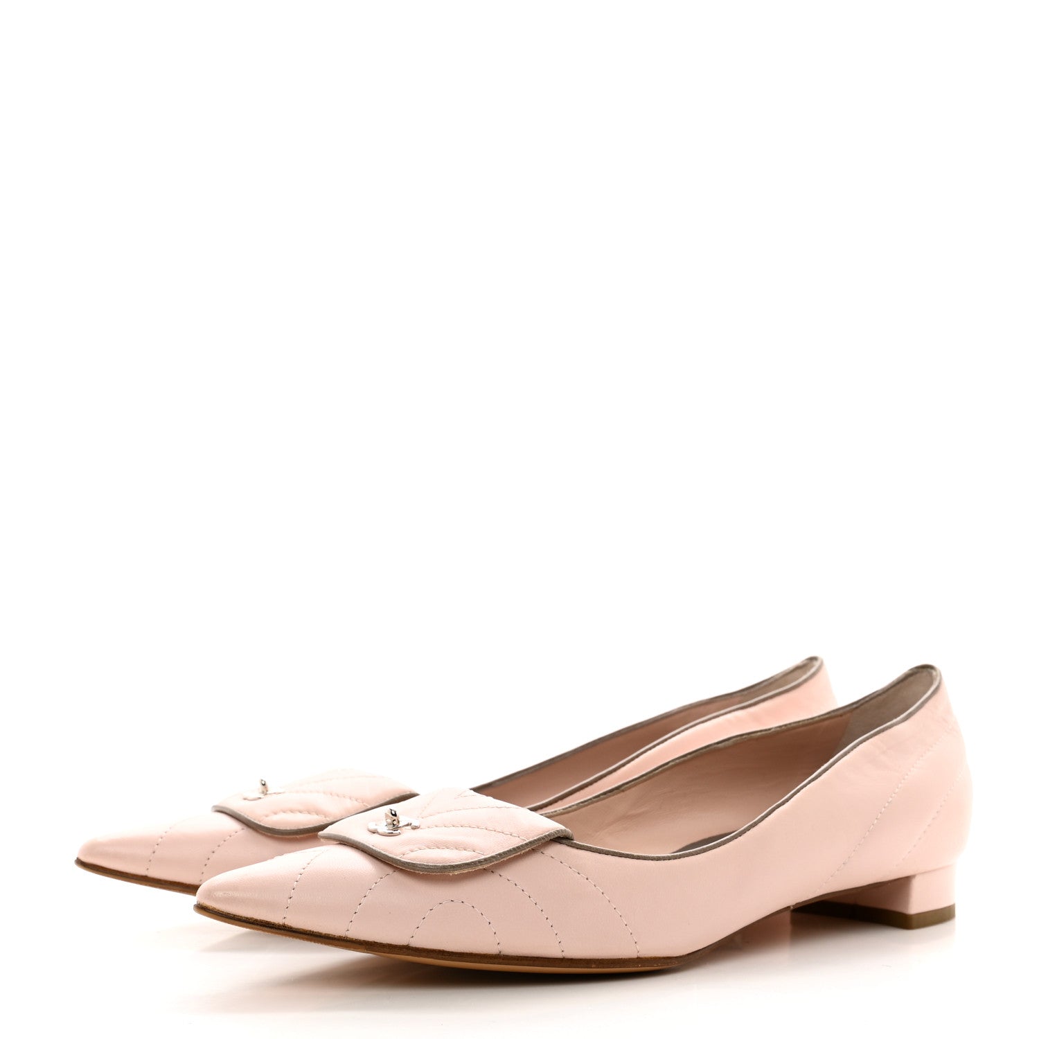 Chanel Lambskin Pointed Toe CC Ballet Flats 40.5 Pink 3 of 8