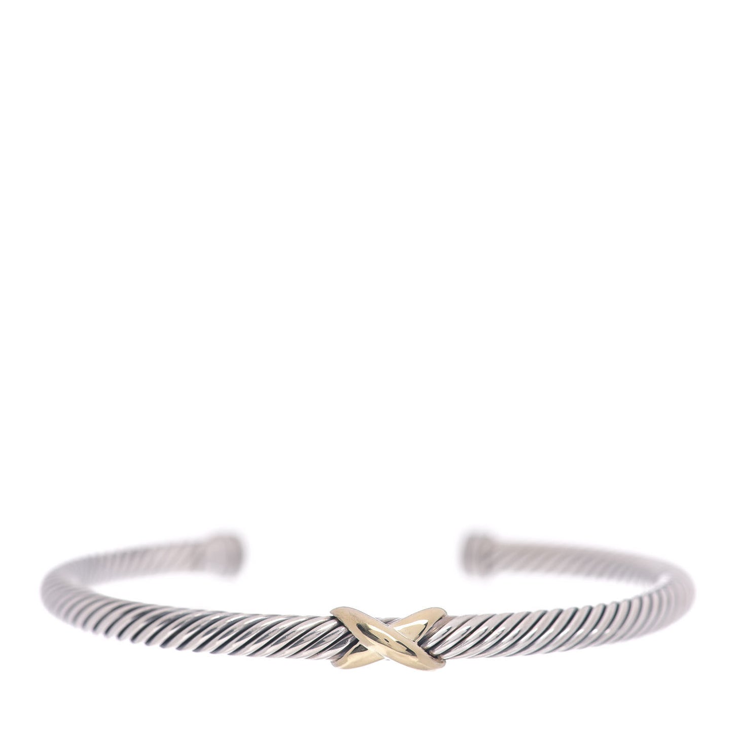 Sterling Silver 18K Yellow Gold 4mm X Station Cable Bracelet