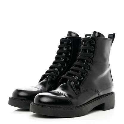 Prada Spazzolato Chocolate 50mm Combat Boots 35.5 Black 3 of 9