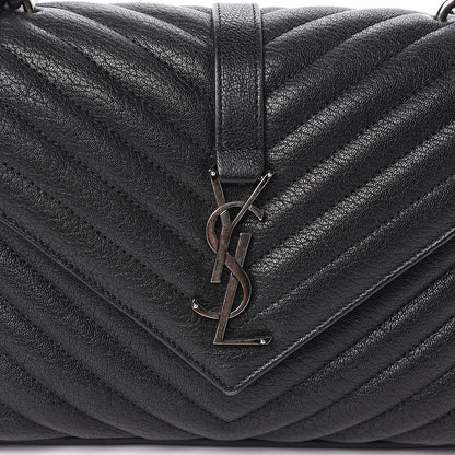 Saint Laurent Sheepskin Matelasse Chevron Monogram Medium College Bag Black 10 of 18