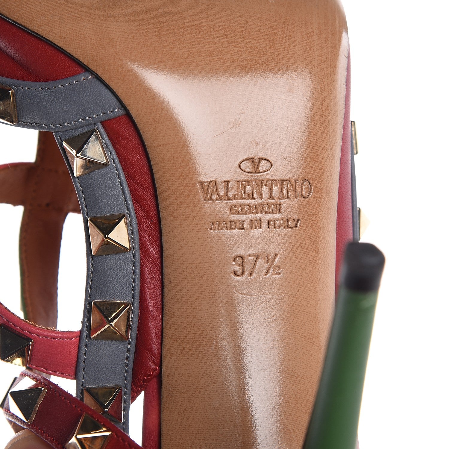 Valentino Garavani Nappa Rockstud Ankle Strap 100mm Pumps 37.5 Rosso Valentino Grey Clover Deep Rose 8 of 11