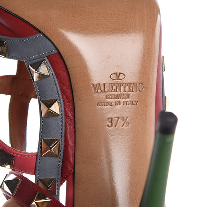Valentino Garavani Nappa Rockstud Ankle Strap 100mm Pumps 37.5 Rosso Valentino Grey Clover Deep Rose 8 of 11
