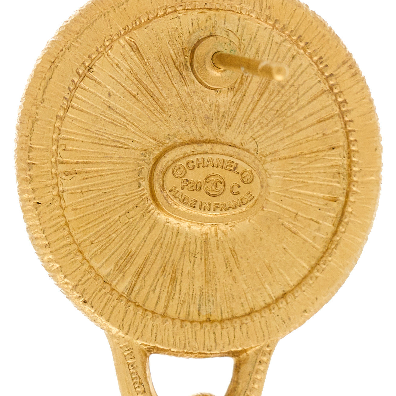 Pearl CC Tags Drop Earrings Gold