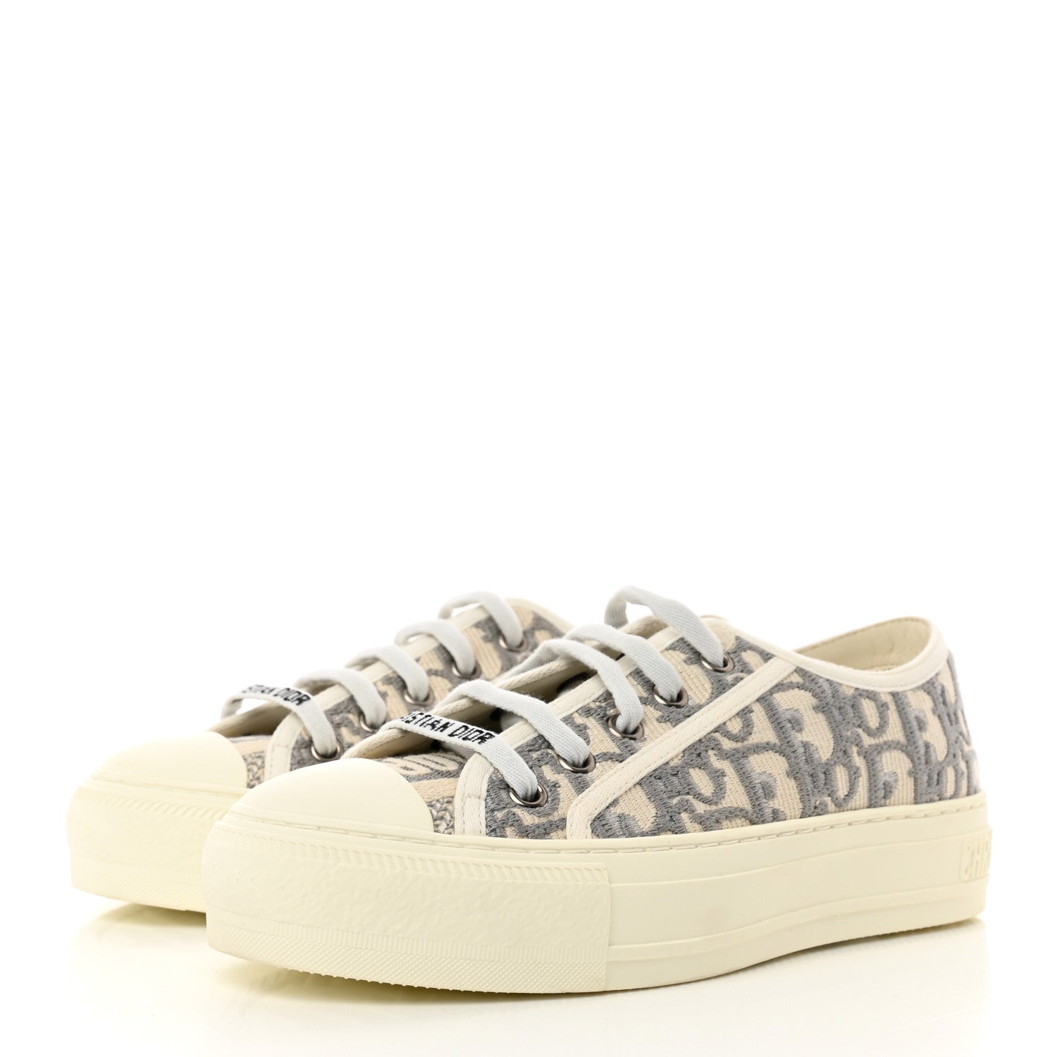Christian Dior Canvas Oblique Walk'N'Dior Low Top Sneakers 34 Grey Stone 3 of 8