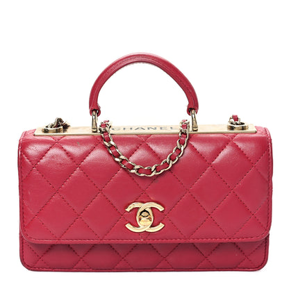 Chanel Lambskin Quilted Trendy CC Dual Handle Clutch With Chain Red 1 of 13
