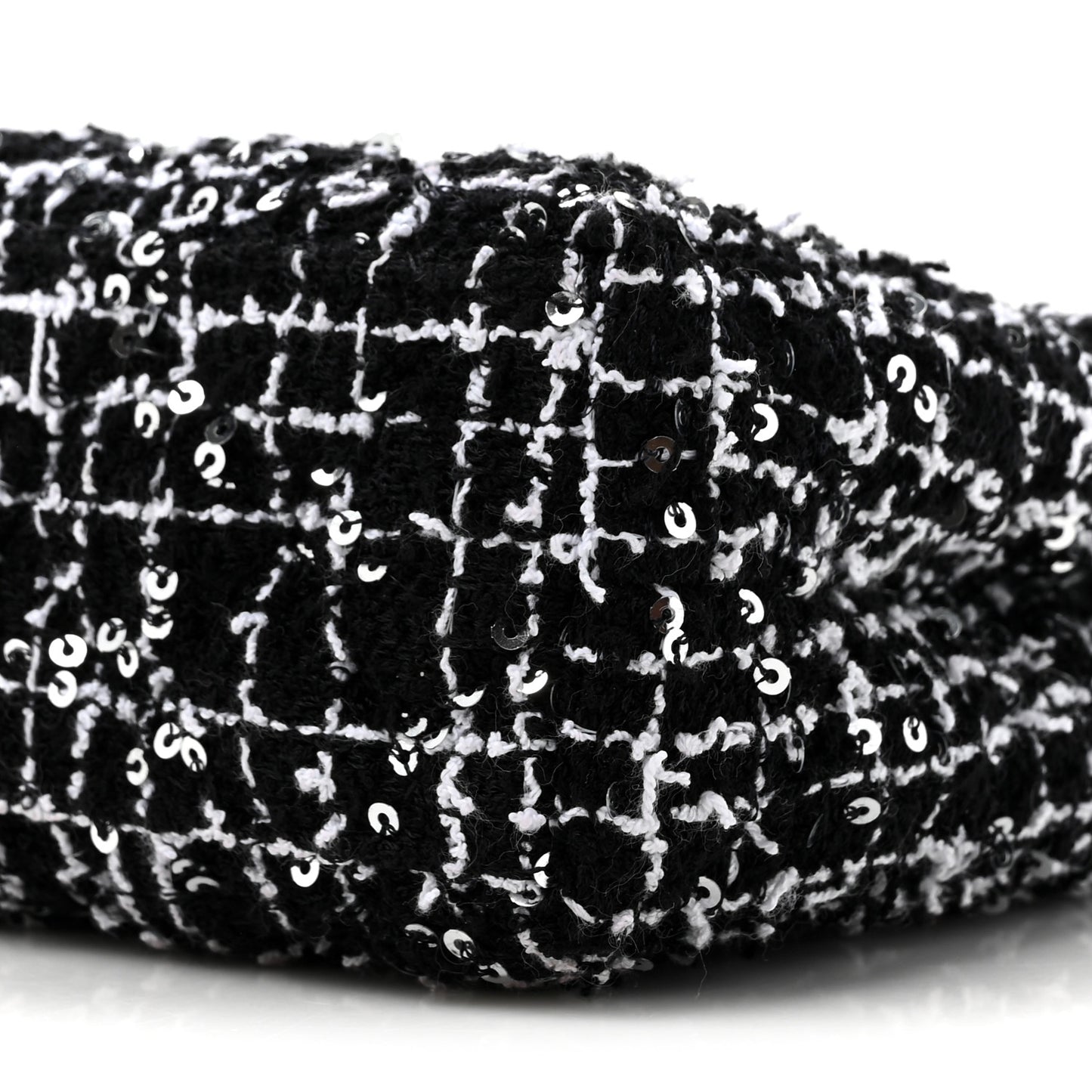 Tweed Quilted Nano Kelly Shopper Black White