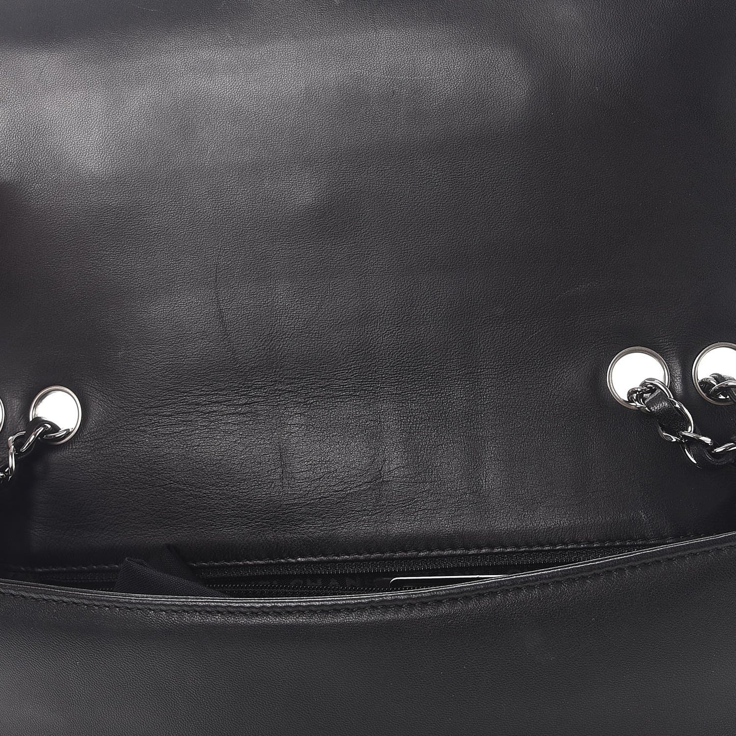 Lambskin Square Stitched Kiss Lock Flap Black