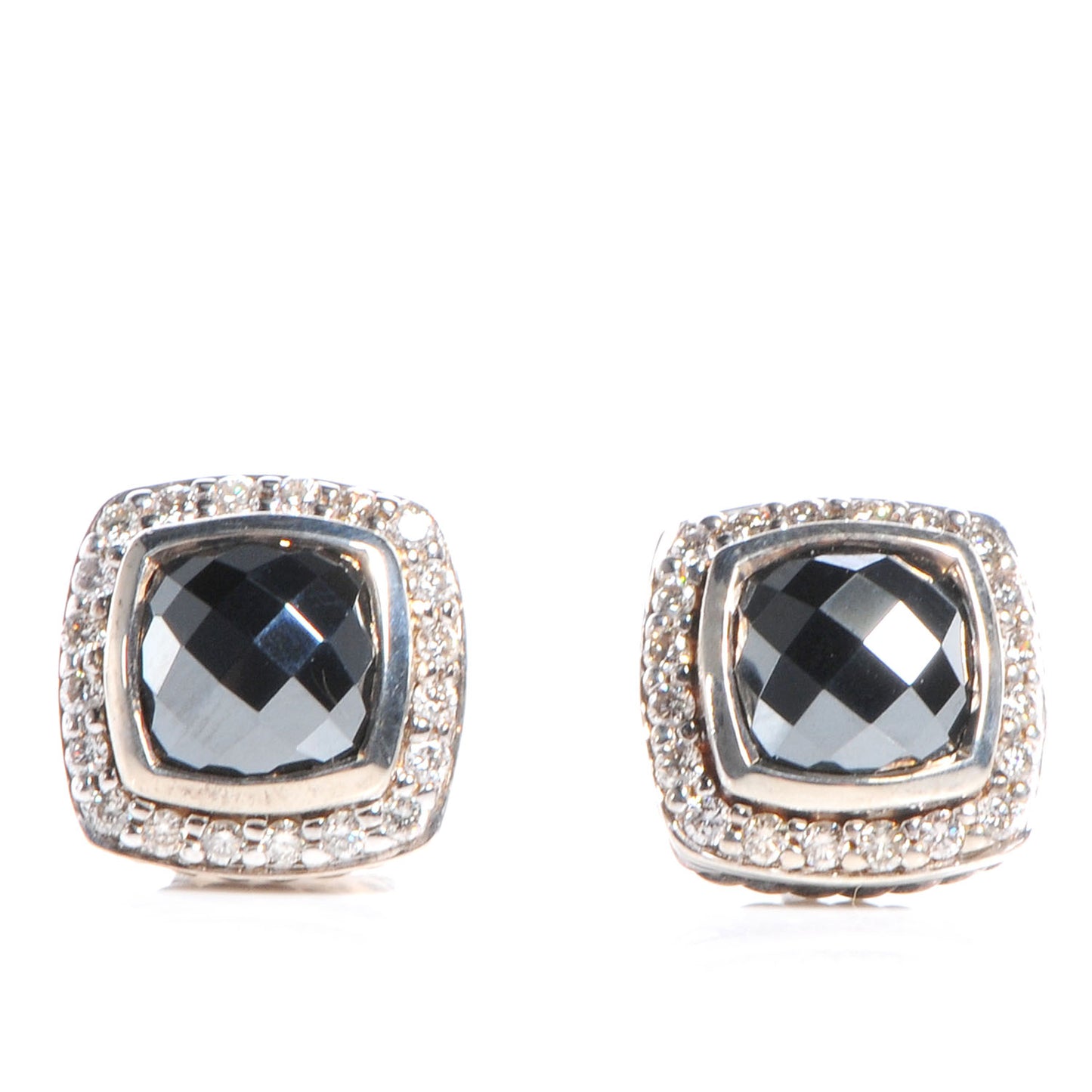 Sterling Silver Diamond Hematite 7mm Petite Albion Earrings
