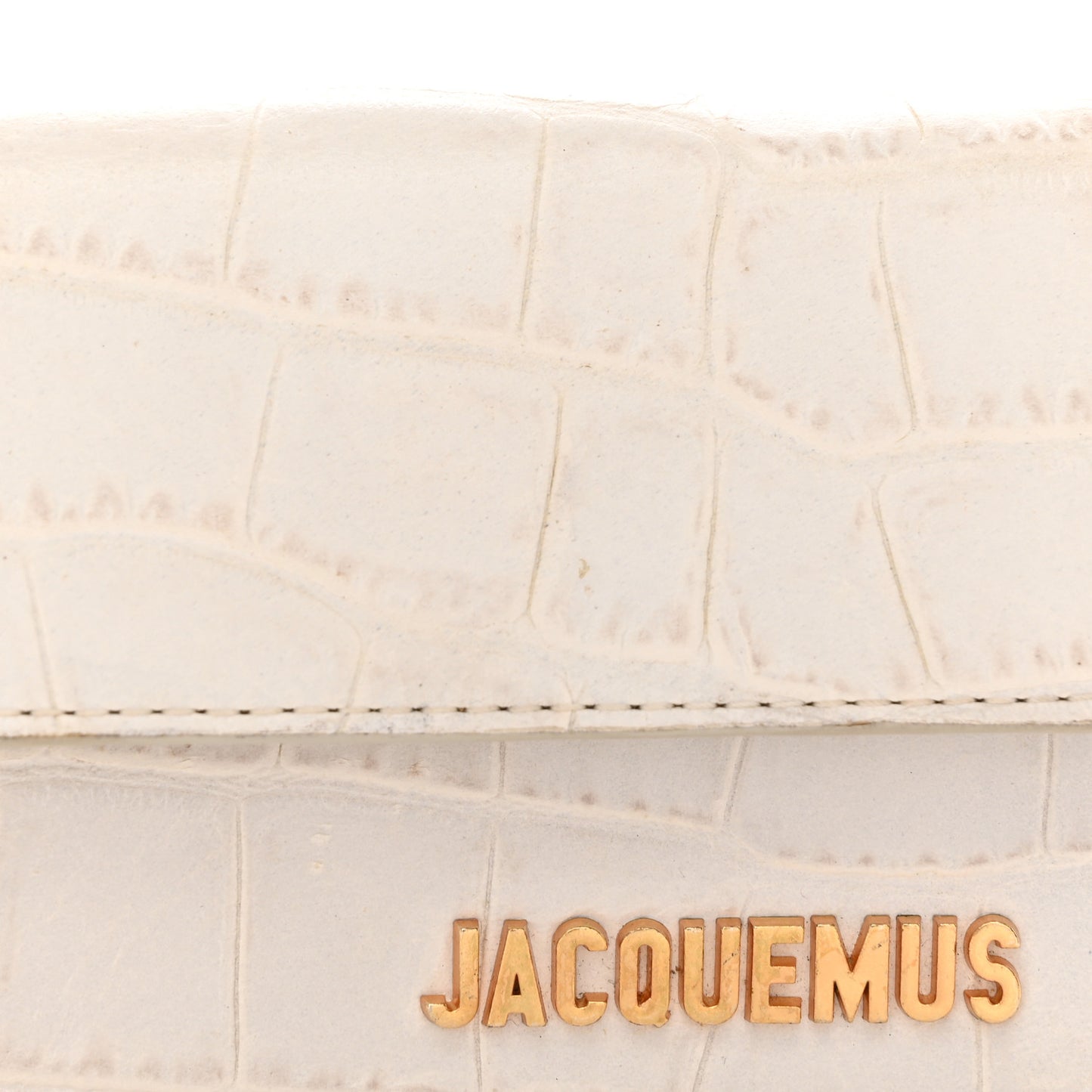 Calfskin Crocodile Embossed Le Riviera White