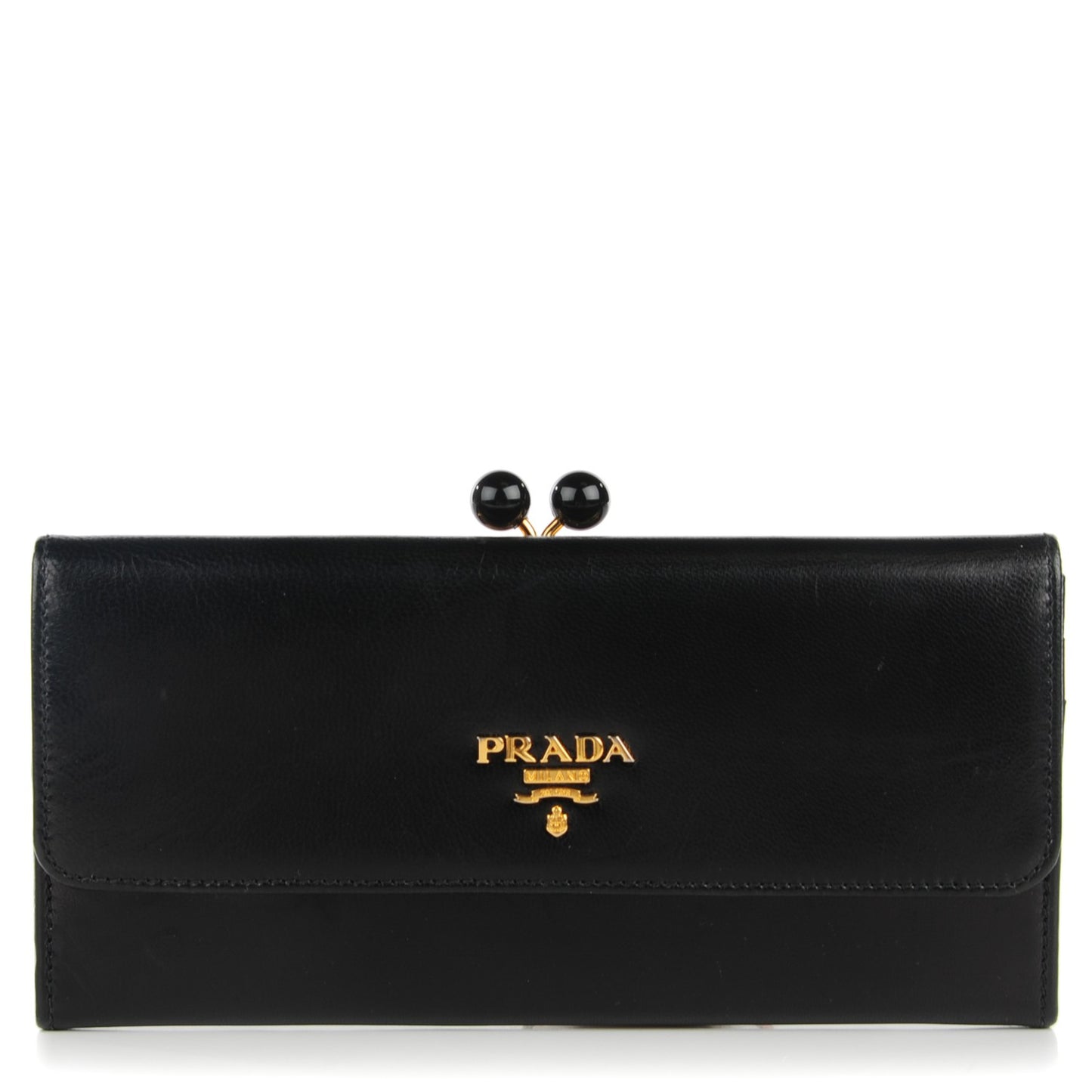 Goatskin Chic Kisslock Flap Wallet Black