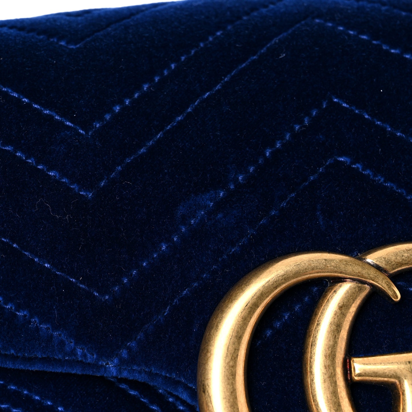 Velvet Matelasse Medium GG Marmont Shoulder Bag Cobalt Blue