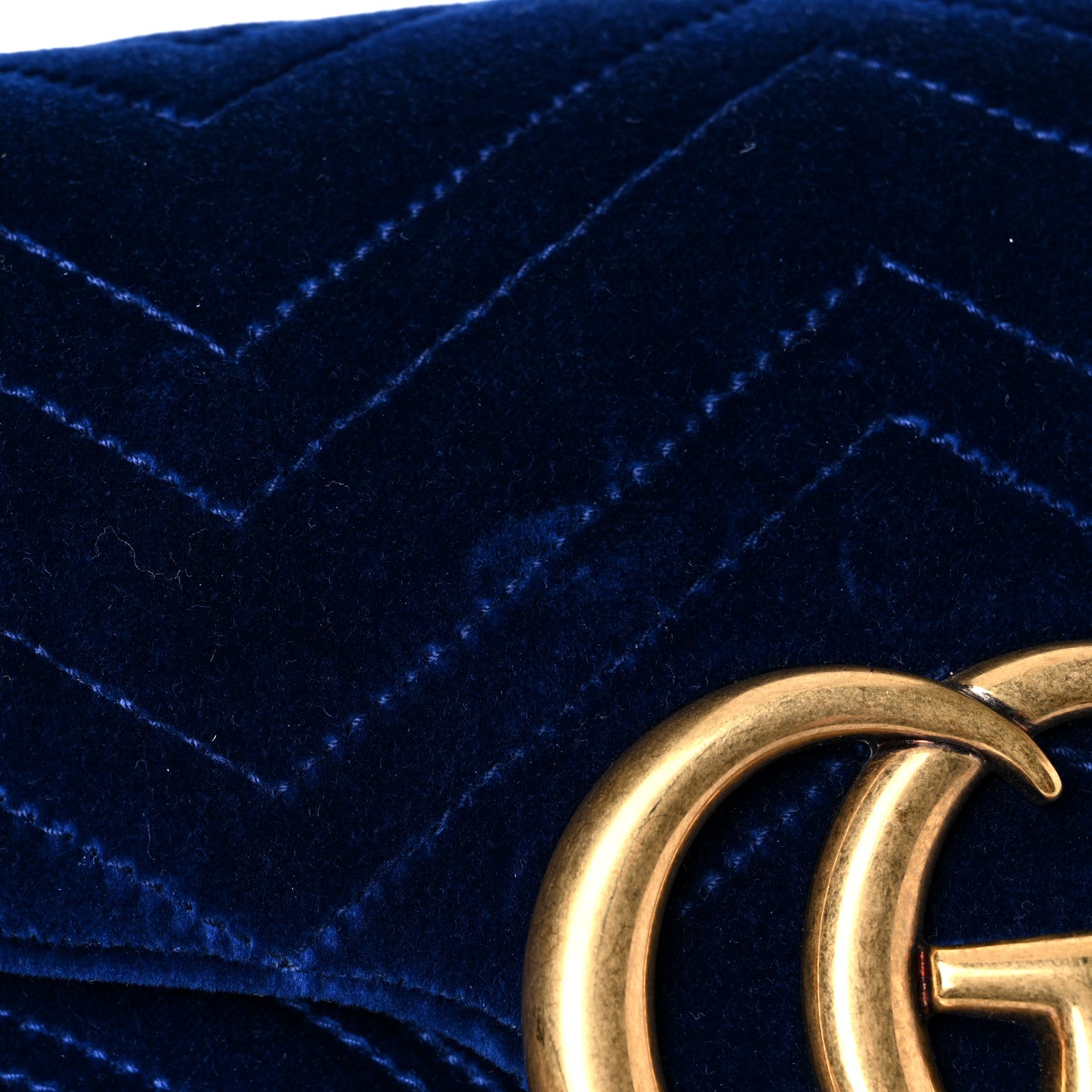 Gucci Velvet Matelasse Medium GG Marmont Shoulder Bag Cobalt Blue 17 of 20