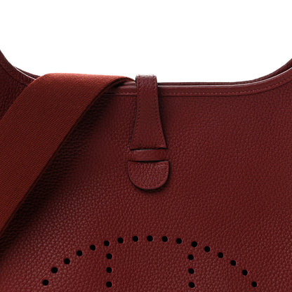 Hermes Taurillon Clemence Evelyne III PM Rouge H 8 of 12
