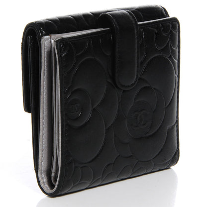 Chanel Lambskin Camellia French Wallet Black 3 of 7