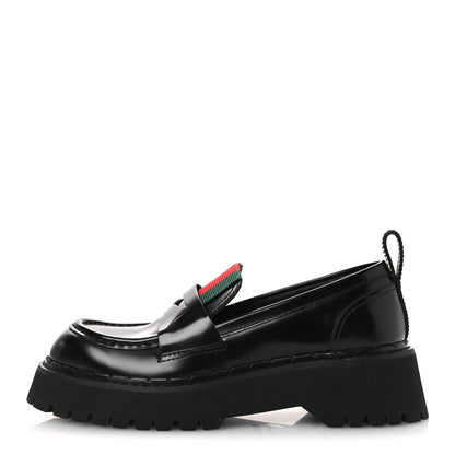 Gucci Spice Lux Womens Thea Web 20mm Platform Loafers 37 Black 1 of 11