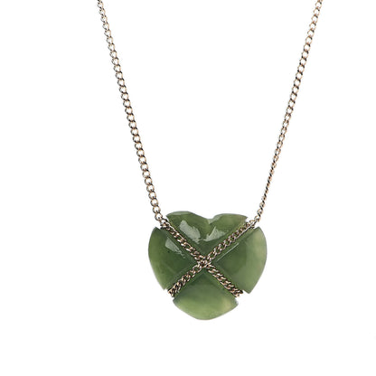 Tiffany 18K Yellow Gold Green Jade Heart Pendant Necklace 4 of 7
