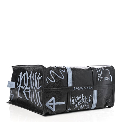 Balenciaga Agneau Arena Graffiti All Over Medium Bazar Shopper Tote Black White 3 of 4