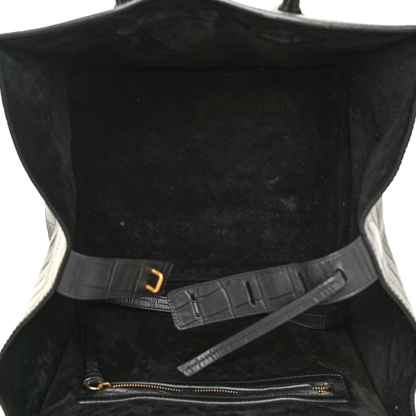 Crocodile Embossed CELINE Calfskin Crocodile Embossed Medium Phantom Luggage Black Medium Phantom Luggage Black
