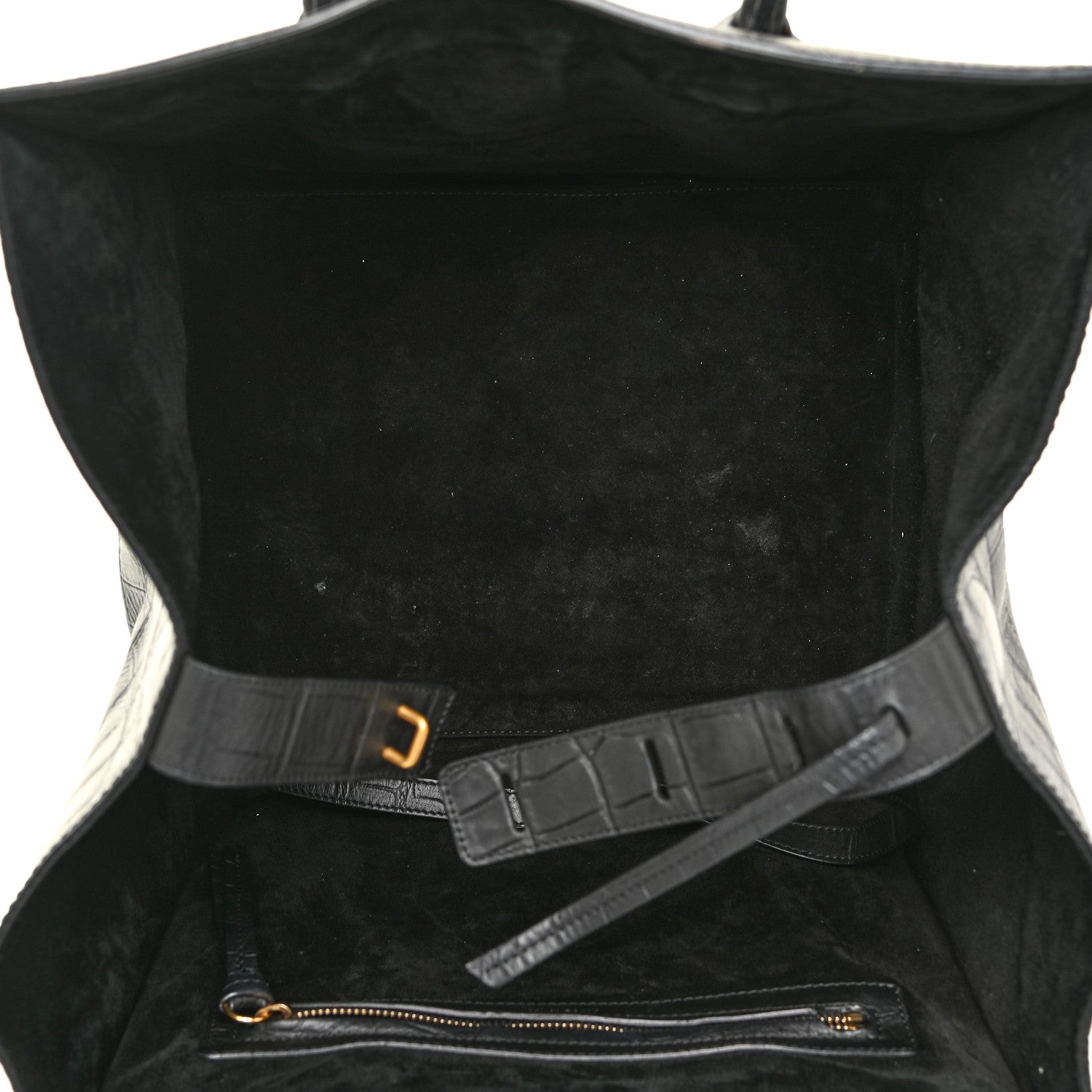 Celine Crocodile Embossed CELINE Calfskin Crocodile Embossed Medium Phantom Luggage Black Medium Phantom Luggage Black 5 of 16