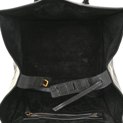 Celine Crocodile Embossed CELINE Calfskin Crocodile Embossed Medium Phantom Luggage Black Medium Phantom Luggage Black 5 of 16