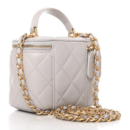 Chanel Lambskin Quilted Top Handle Mini Vanity Case With Chain Grey 3 of 11