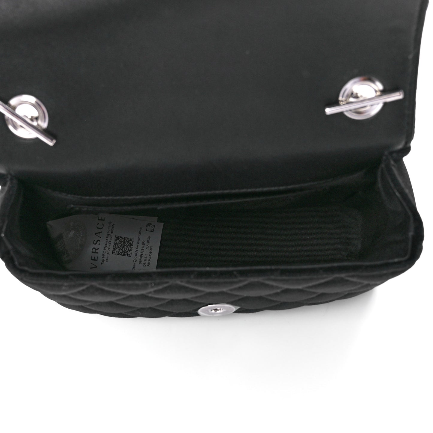 Velvet Quilted Icon Crossbody Bag Black