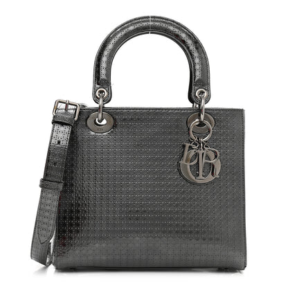 Christian Dior Patent Micro-Cannage Medium Lady Dior Onyx Black 1 of 12