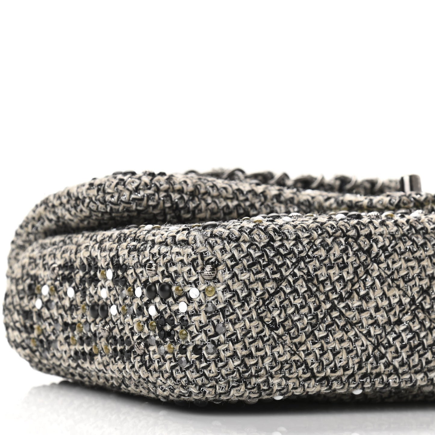 Crystal Tweed Quilted Medium Single Flap Black