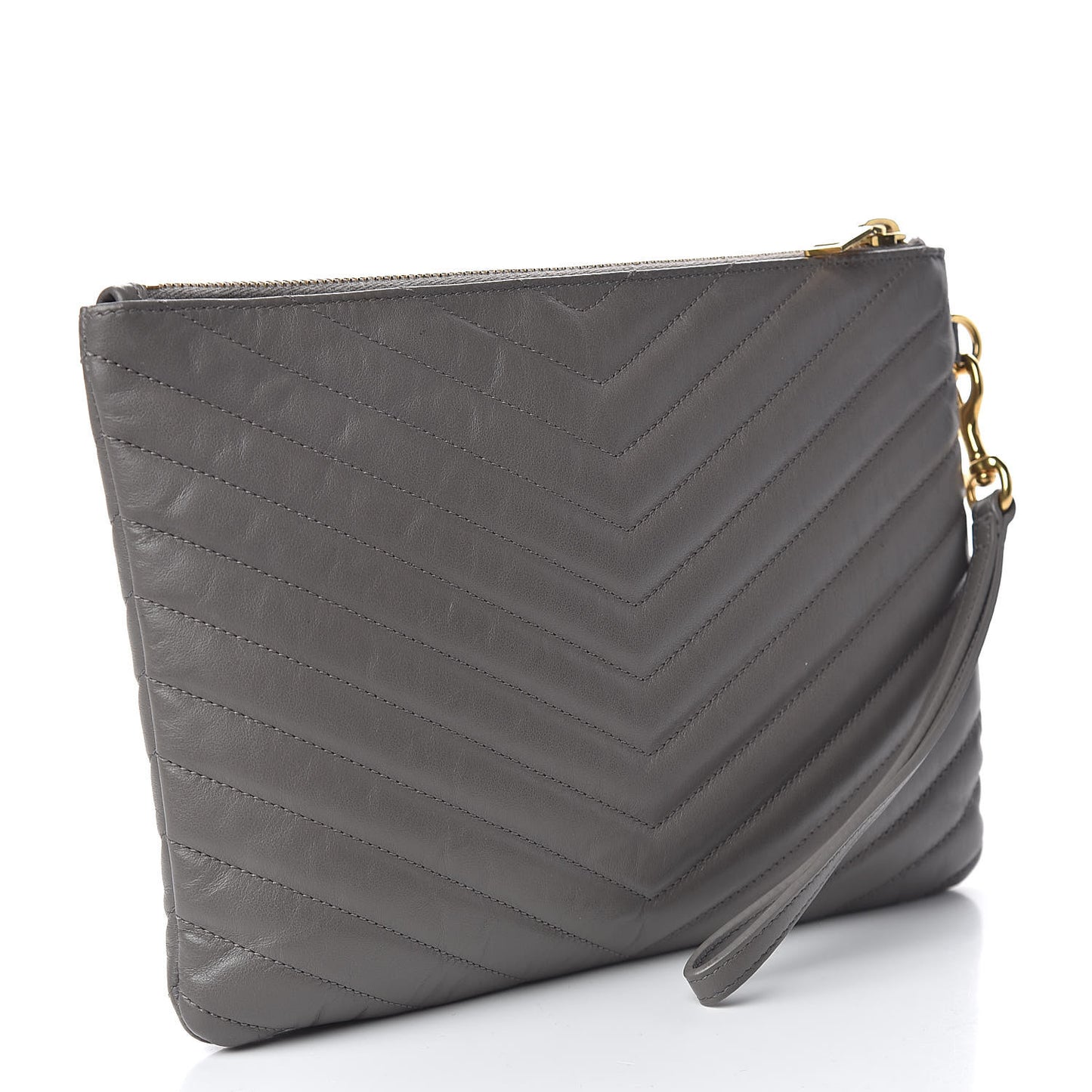 Calfskin Matelasse Chevron Monogram A5 Wristlet Earth