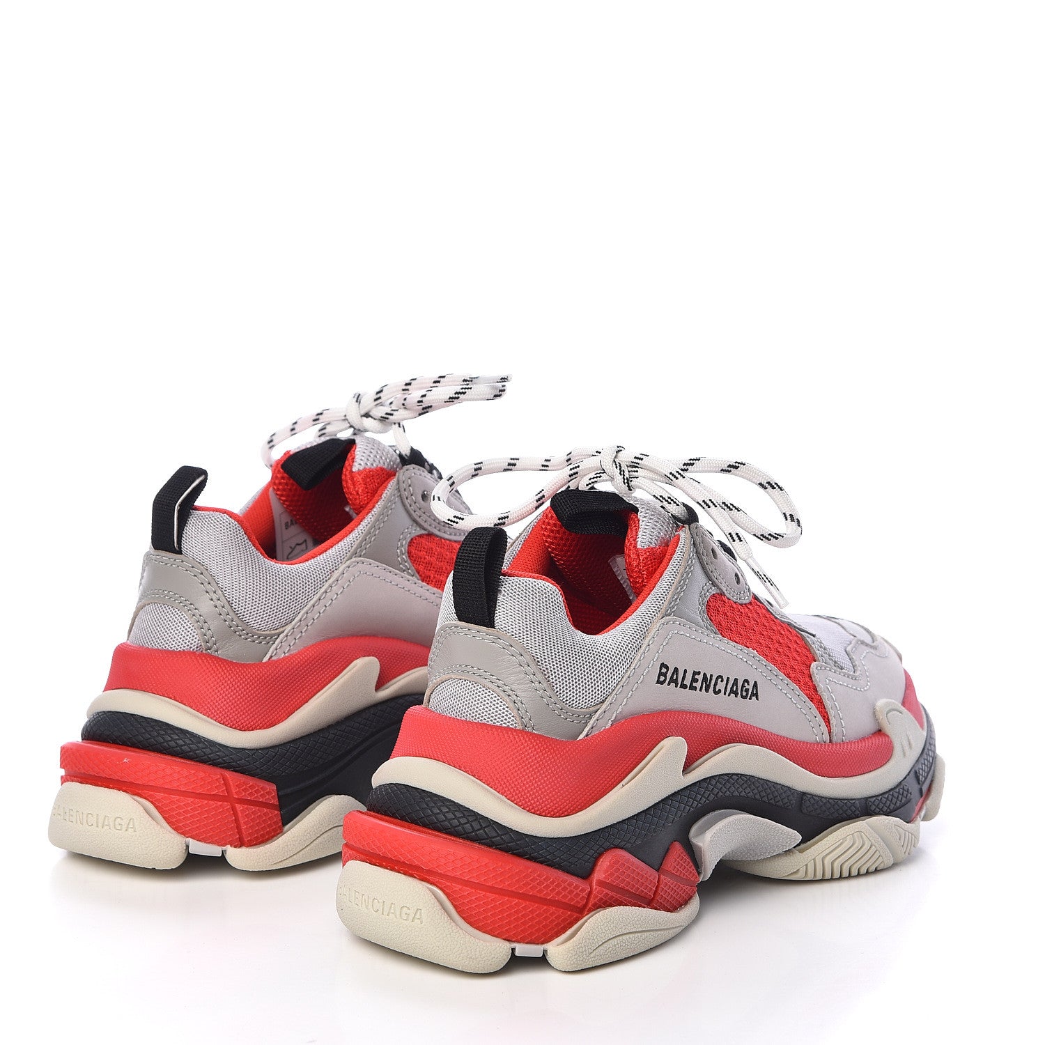 Balenciaga Fabric Mesh Womens Triple S Sneakers 35 Red Grey White 4 of 8