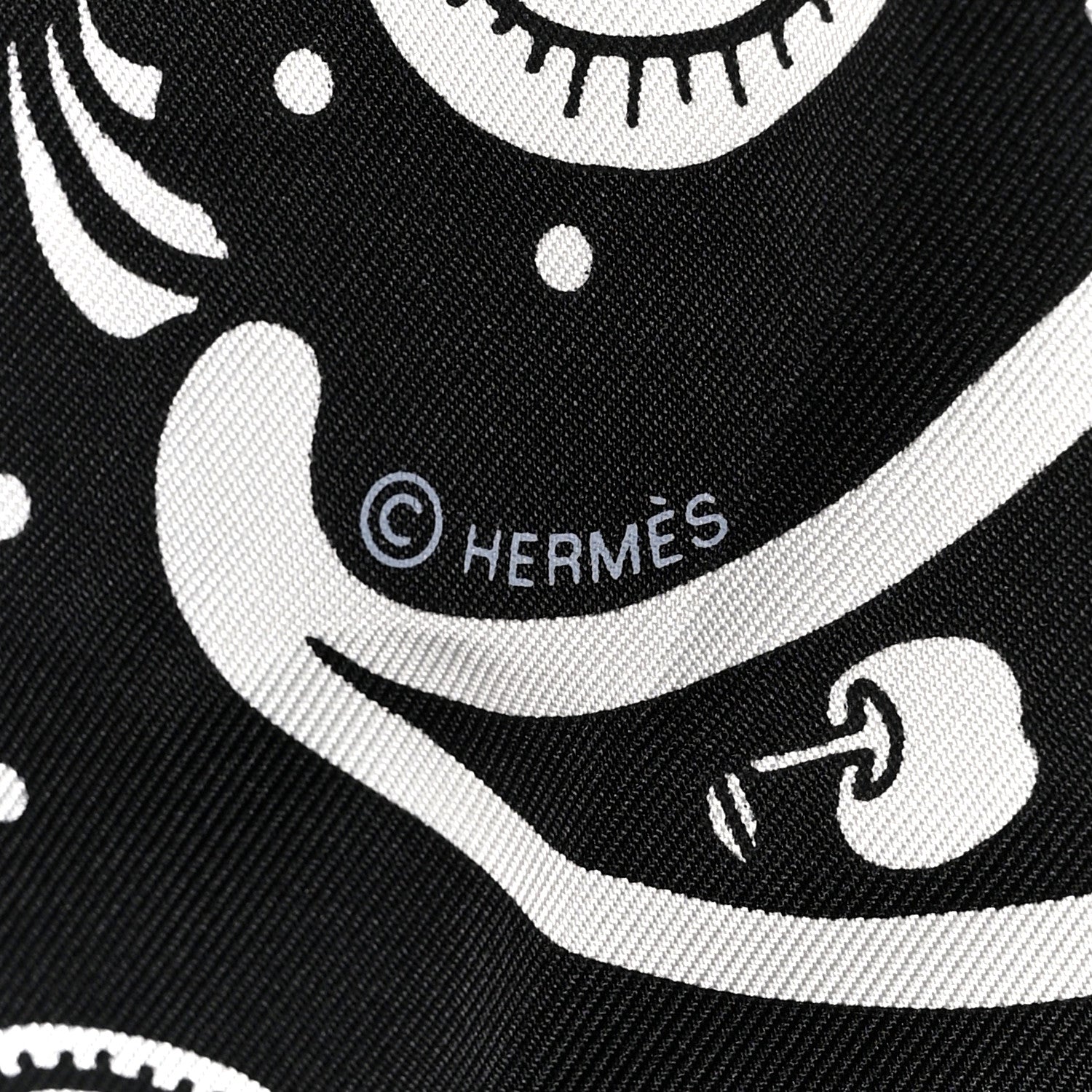Hermes Silk Le Rodeo des Fruits Bandana Scarf 55 Black White 4 of 5