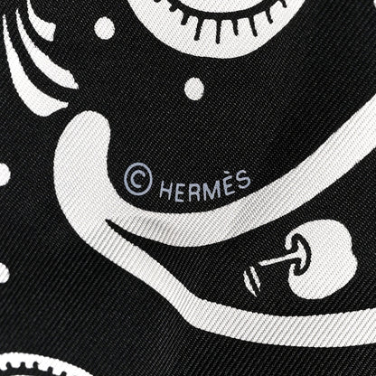 Hermes Silk Le Rodeo des Fruits Bandana Scarf 55 Black White 4 of 5
