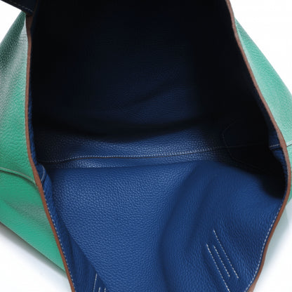 Hermes Taurillon Clemence Double Sens 45 Reversible Tote Menthe and Bleu Thalassa 8 of 9