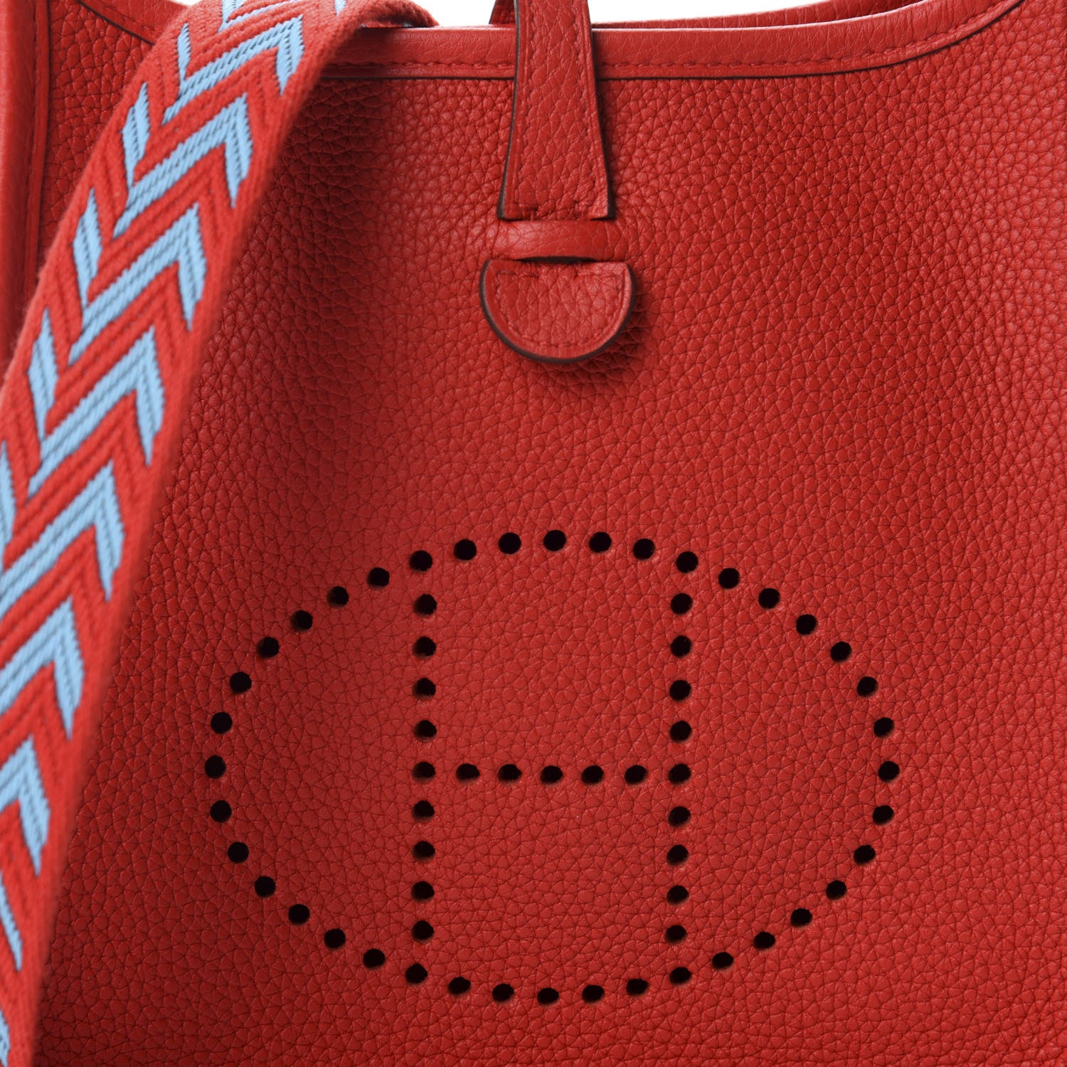 Hermes Taurillon Clemence Evelyne TPM Rouge De Coeur Bleu Du Nord 10 of 11