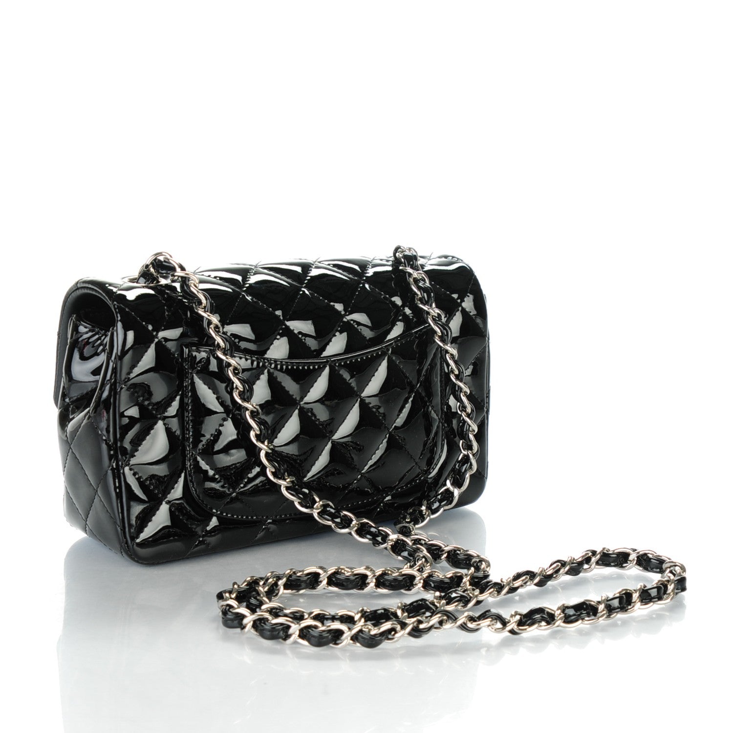 Chanel Patent Calfskin Quilted Mini Rectangular Flap Black 3 of 7