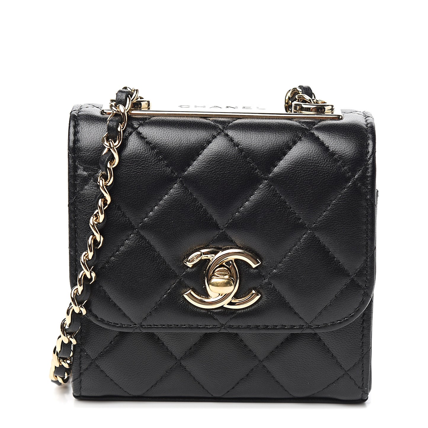 Lambskin Quilted Mini Trendy CC Chain Wallet Black
