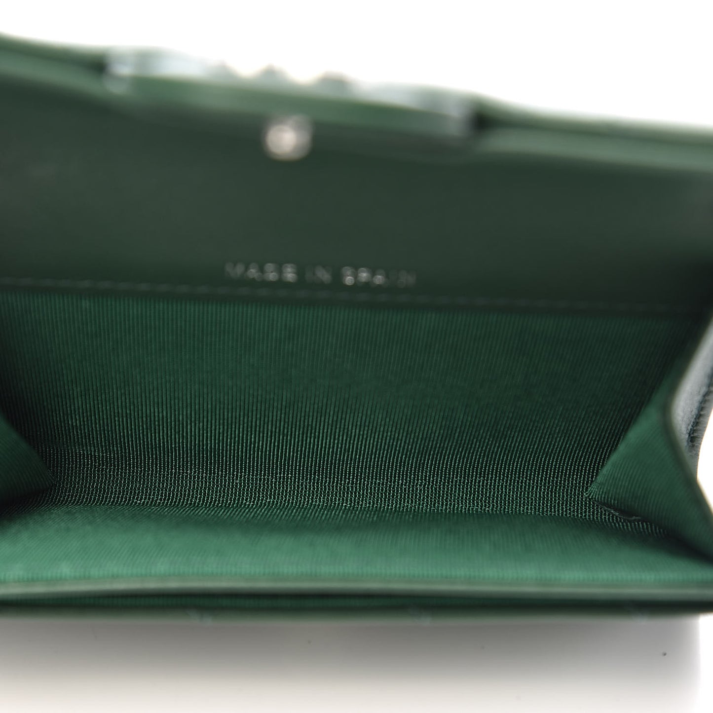 Lambskin Quilted Flap Card Holder Wallet Green
