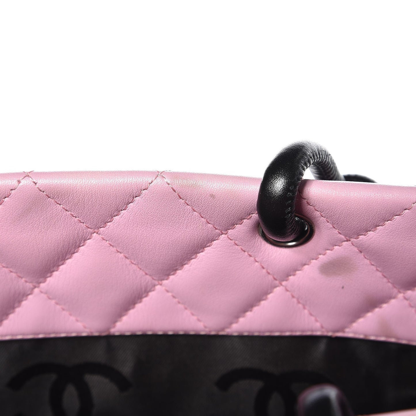 Calfskin Quilted Medium Cambon Tote Pink Black