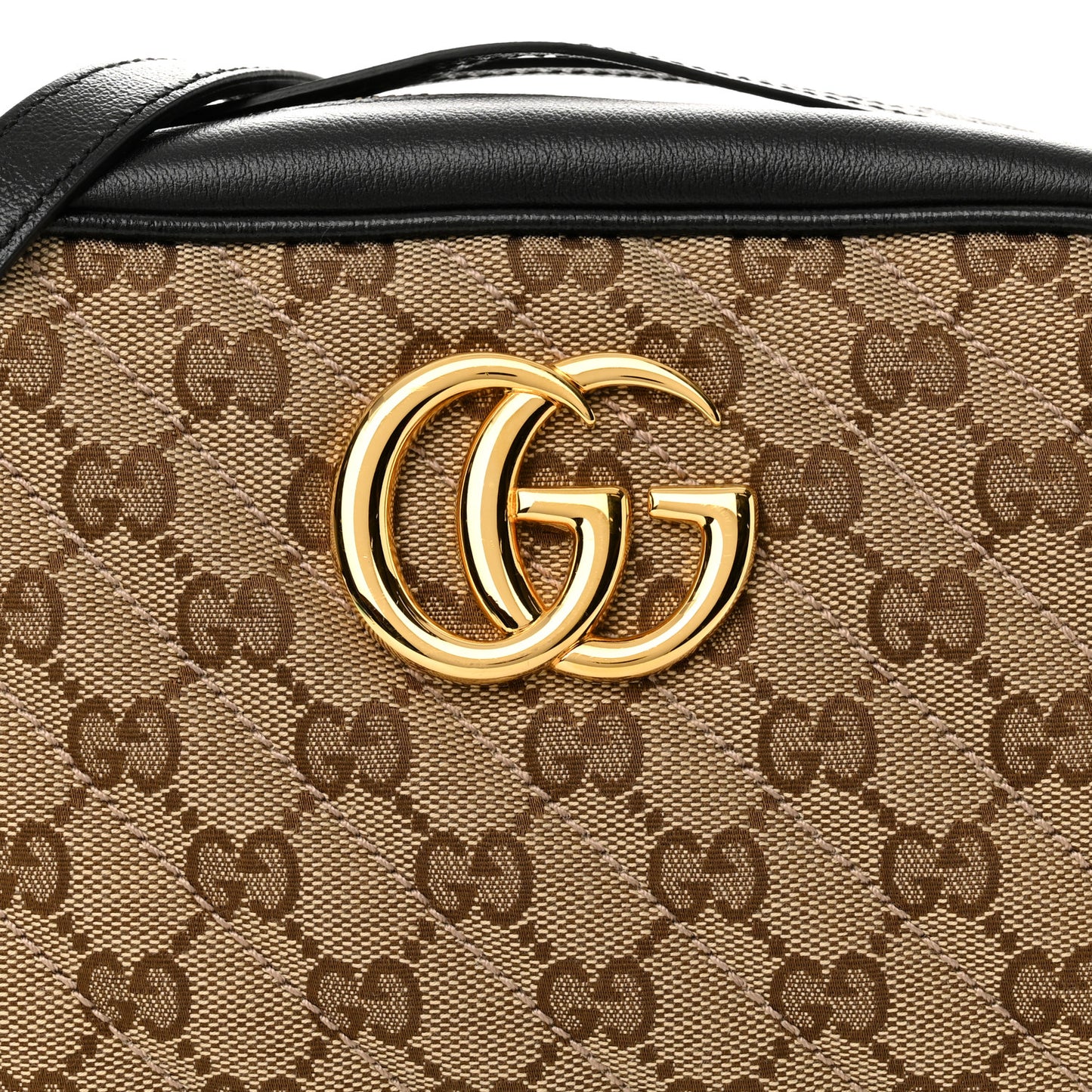 Monogram Matelasse Diagonal Small GG Marmont Chain Shoulder Bag Beige Black