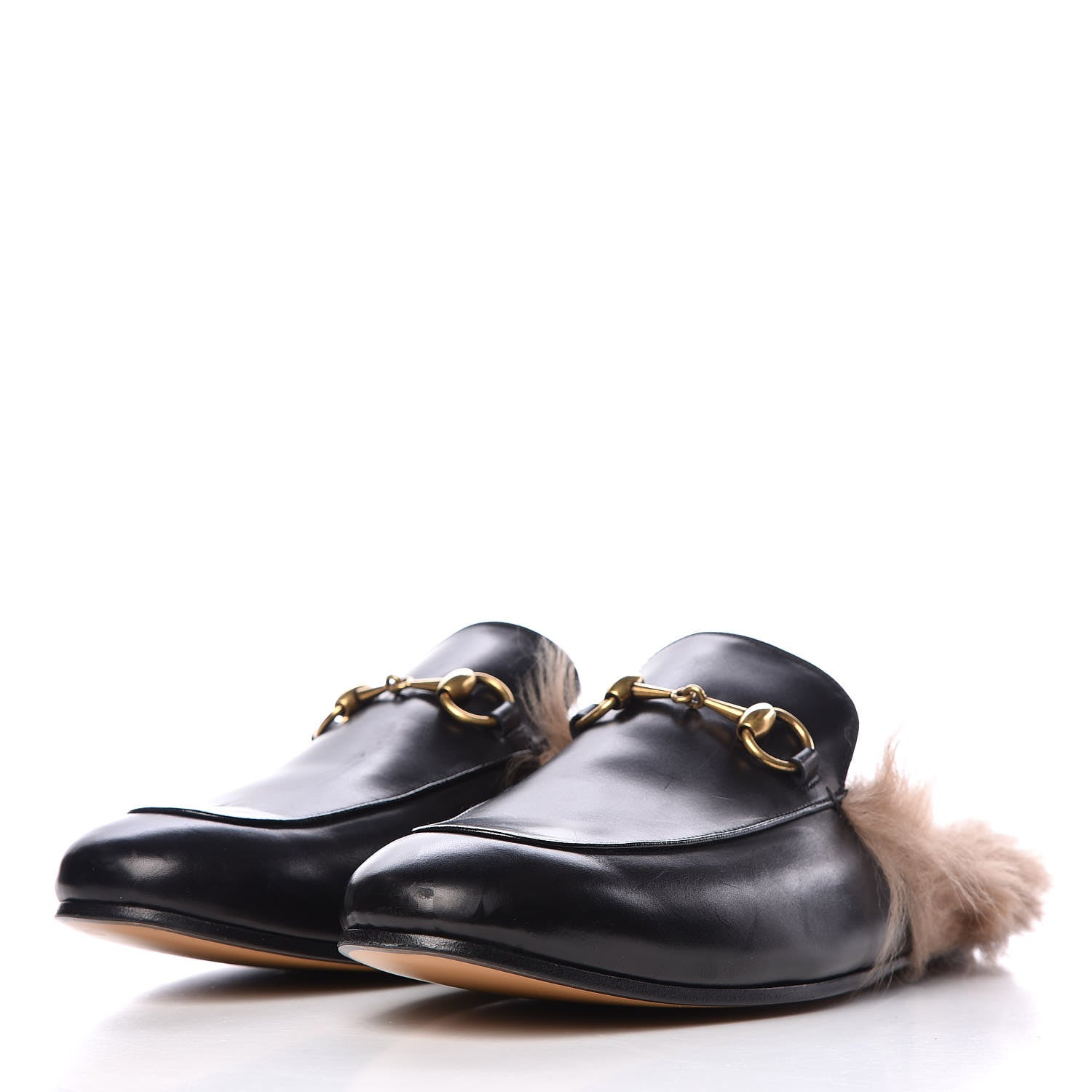 Gucci Calfskin Fur Mens Princetown Slippers 8 Black 2 of 12